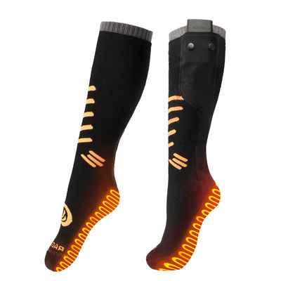 Chaussettes chauffées thermiques électriques épaisses chaussettes chauffées rechargeables noires avec une bonne élasticité
