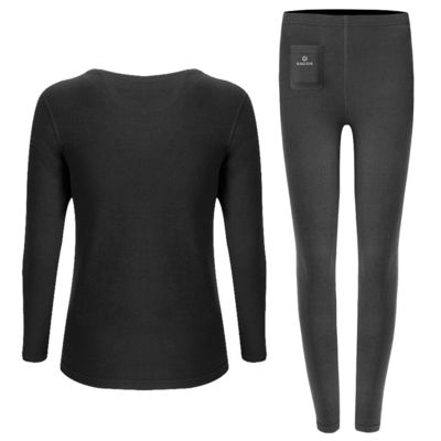 Costume en deux pièces de chauffage de sous-vêtements longs thermiques de couches de base de batterie femelle d'hiver
