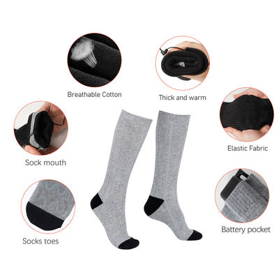 Bas chauffants à batterie grise 4000mAh trois temp. Chaussettes de compression chauffantes Gears