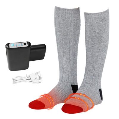 Bas chauffants à batterie grise 4000mAh trois temp. Chaussettes de compression chauffantes Gears