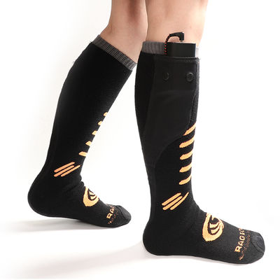 Chaussettes chauffées thermiques électriques épaisses chaussettes chauffées rechargeables noires avec une bonne élasticité