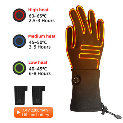 Gants d'hiver chauffés thermiquement électriques de style mince Gants d'escalade en plein air à batterie avec trois réglages de chaleur