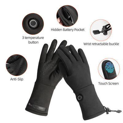 Gants d'hiver chauffés thermiquement électriques de style mince Gants d'escalade en plein air à batterie avec trois réglages de chaleur