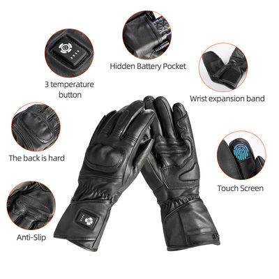 Piles rechargeables en peau de mouton Motocyclette de course Cyclisme d'hiver Appareil chauffant Patinage de ski Gants chauffants électriques