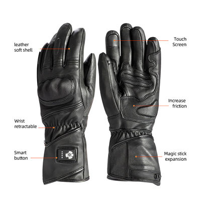 Peau de mouton Noir XXL Gants d'hiver chauffés 7,2 V Gants de ski chauffés par batterie pour hommes Femmes