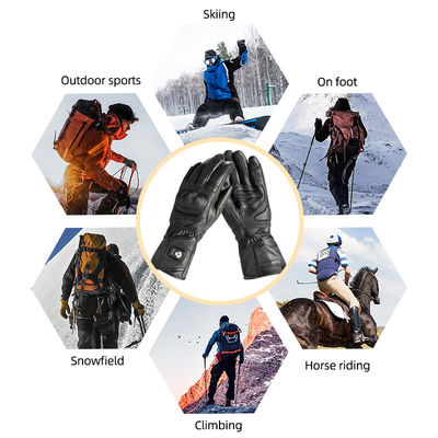 Peau de mouton Noir XXL Gants d'hiver chauffés 7,2 V Gants de ski chauffés par batterie pour hommes Femmes