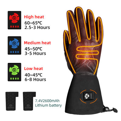 Écran tactile Gants d'hiver chauffés en cuir synthétique à batterie rechargeable Gants de moto