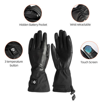 Écran tactile Gants d'hiver chauffés en cuir synthétique à batterie rechargeable Gants de moto