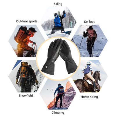 Écran tactile Gants d'hiver chauffés en cuir synthétique à batterie rechargeable Gants de moto