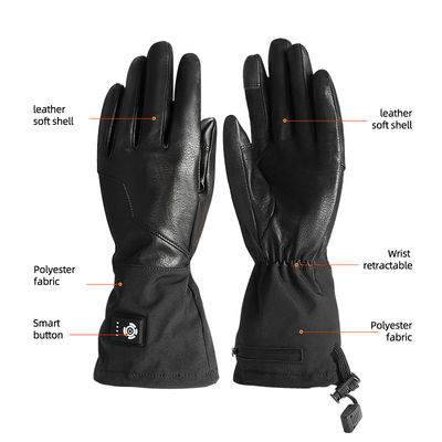 Gants de ski électriques chauffés en cuir synthétique résistant au vent Gants à pile pour la chasse