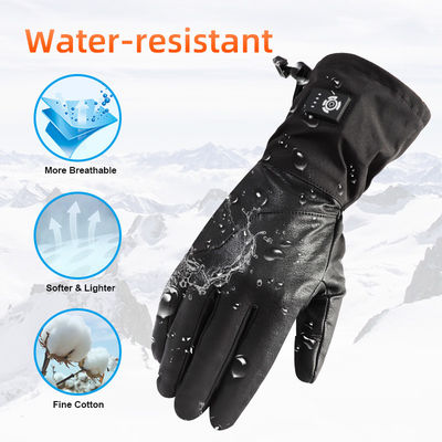 Gants de ski électriques chauffés en cuir synthétique résistant au vent Gants à pile pour la chasse