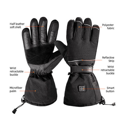 Gants d'hiver chauffés par batterie rechargeable de lithium-ion épais 7.4V Gants de ski à batterie avec 3 engrenages de température