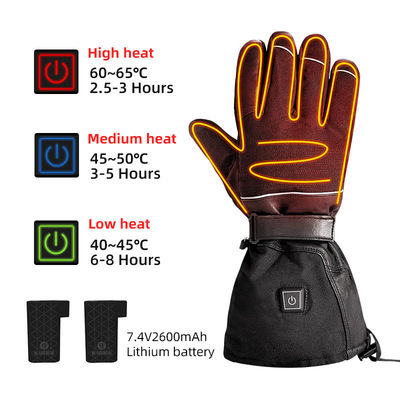 7.4V épaisse batterie rechargeable chauffée gants de ski femmes gants électriques chauffants thermiques avec 3 réglages de chauffage