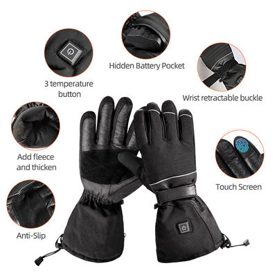 7.4V épaisse batterie rechargeable chauffée gants de ski femmes gants électriques chauffants thermiques avec 3 réglages de chauffage
