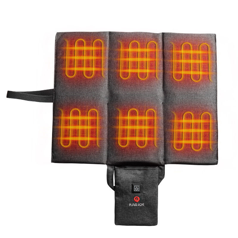 Coussin de siège chauffant pliable rechargeable 3 réglages de température avec port USB
